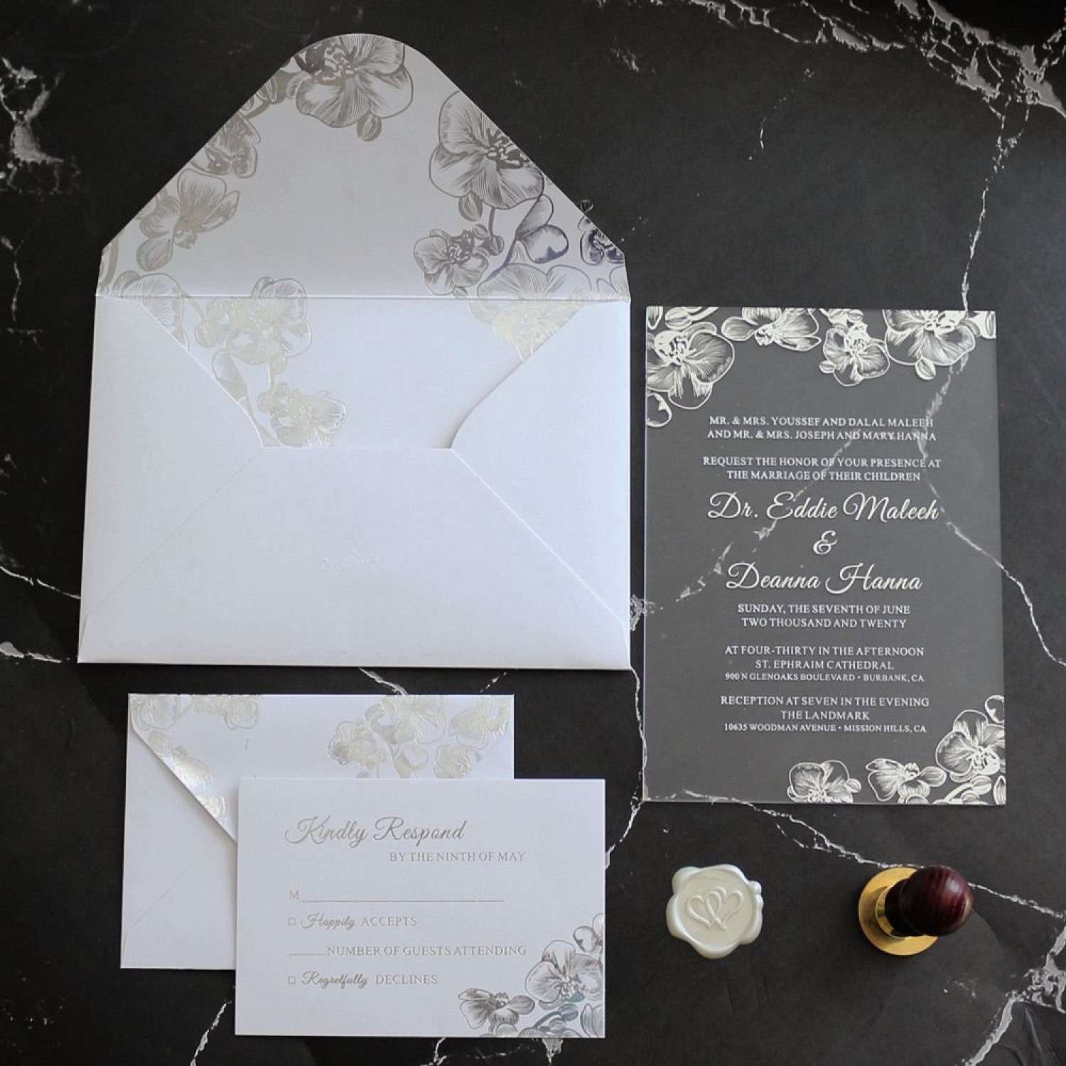 Acrylic Invitation Card Rectangle Business Invitation Card Foil Printing